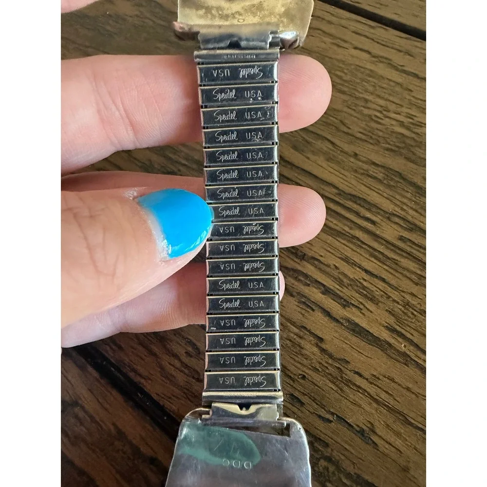 Vintage Navajo Sterling Silver Turquoise Coral Bear Claw Watch Band Old Pawn DDC